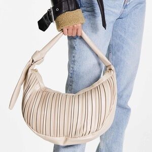 NWT- GLAMOROUS PLEATED SHOULDER BAG in (tagged TAUPE, tho looks tan to me)